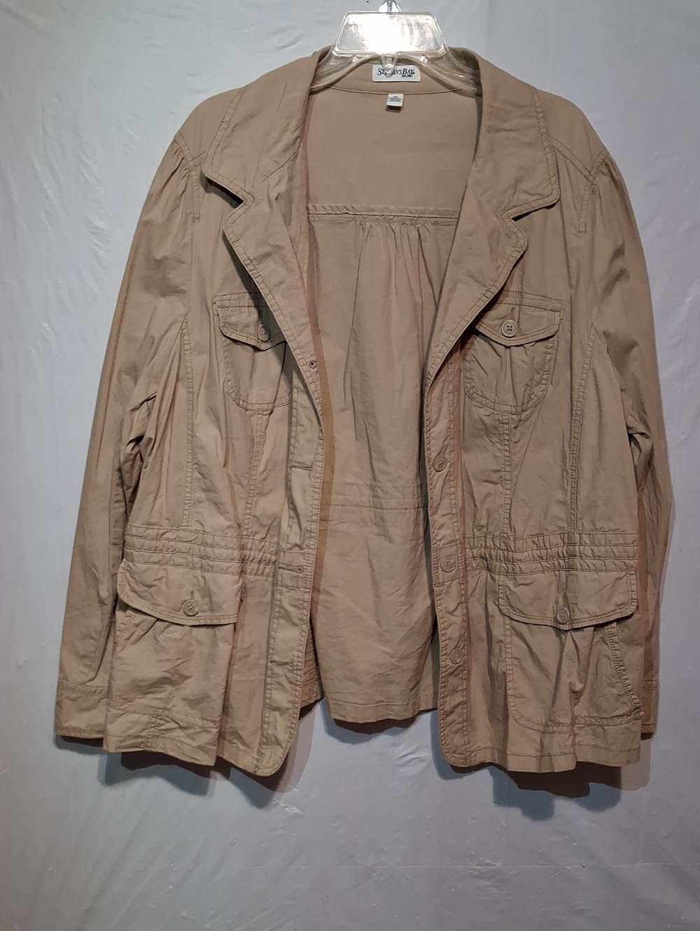🚨 NWT St. John's Bay Tan Utility Safari Jacket Blazer - Plus Size 3X